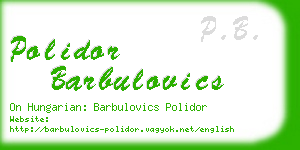 polidor barbulovics business card